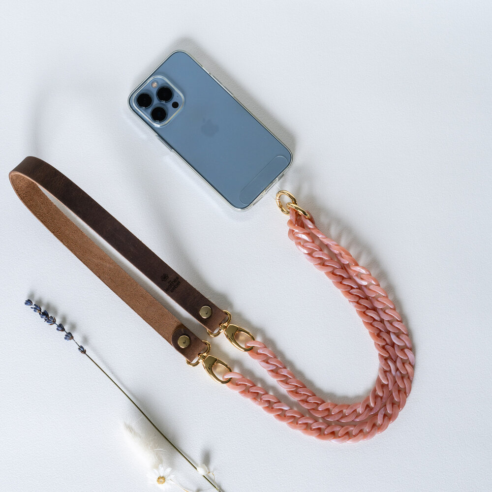 Telefoonkoord buffel bruin oud roze