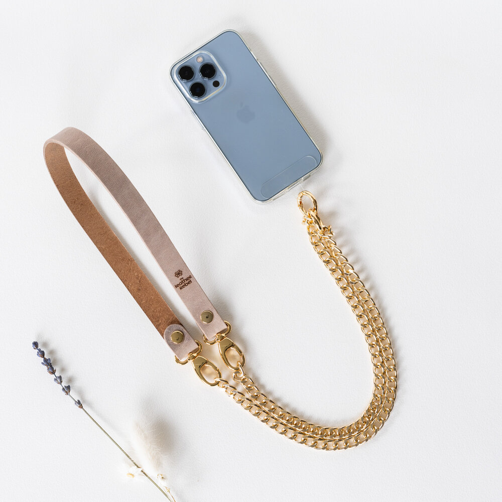 Telefoonkoord beige - goud