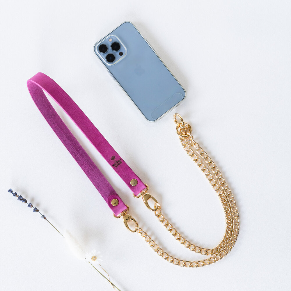 Telefoonkoord roze - goud