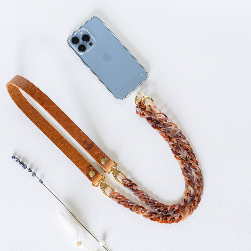 Telefoonkoord cognac - bruin