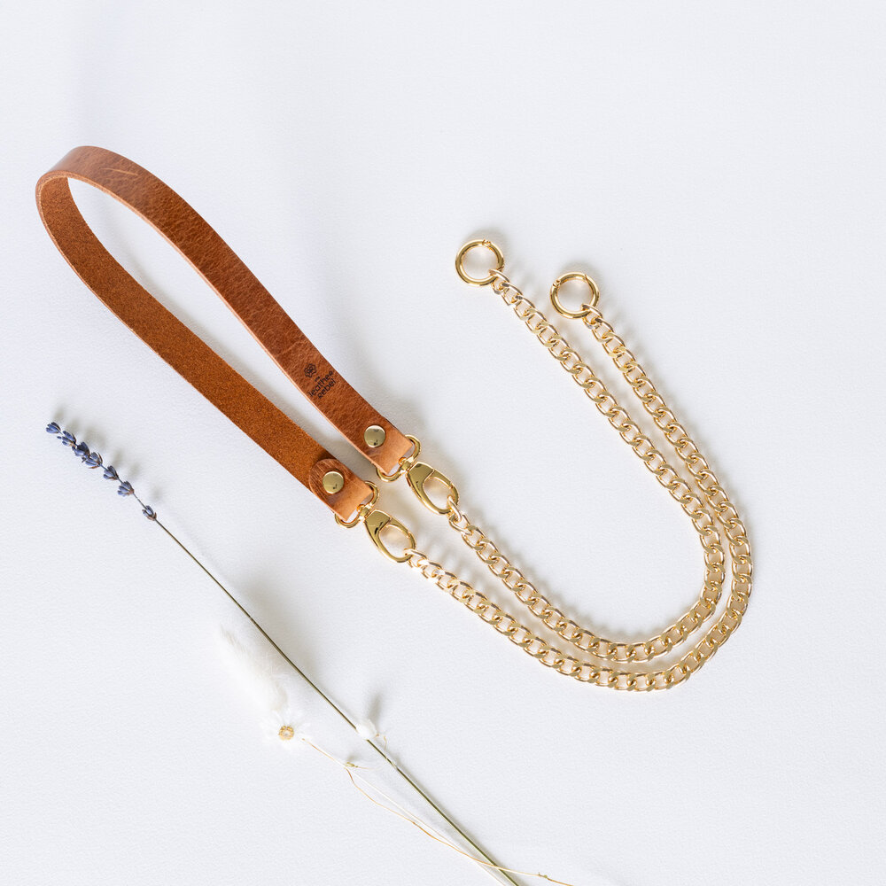 Telefoonkoord cognac - goud