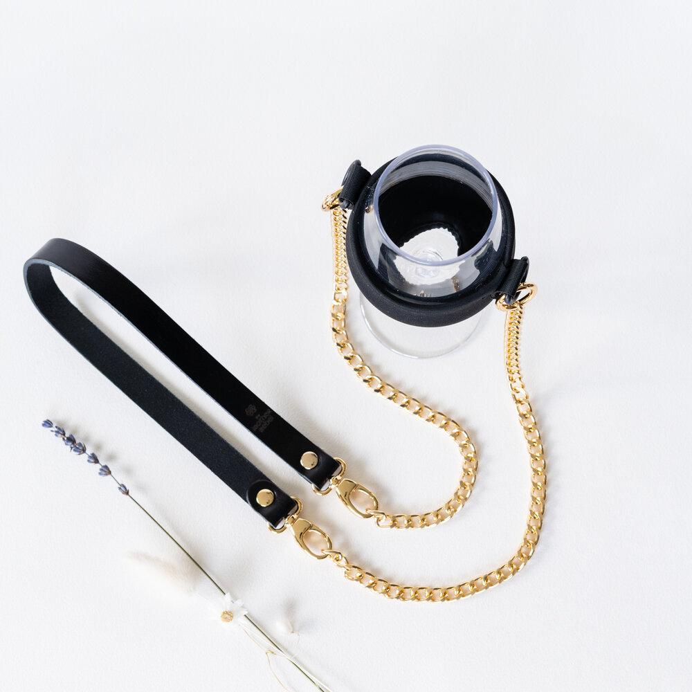 Wijnglashouder zwart - goud