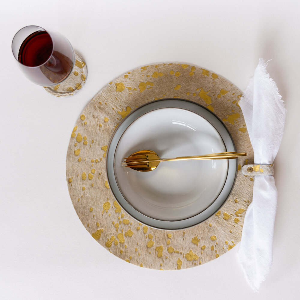 Placemat/onderlegger beige goud