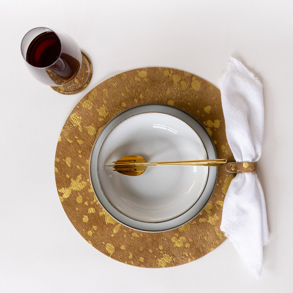Placemat/onderlegger bruin goud