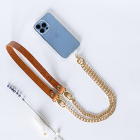 Telefoonkoord cognac goud