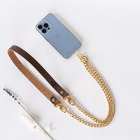 Telefoonkoord buffel bruin - goud