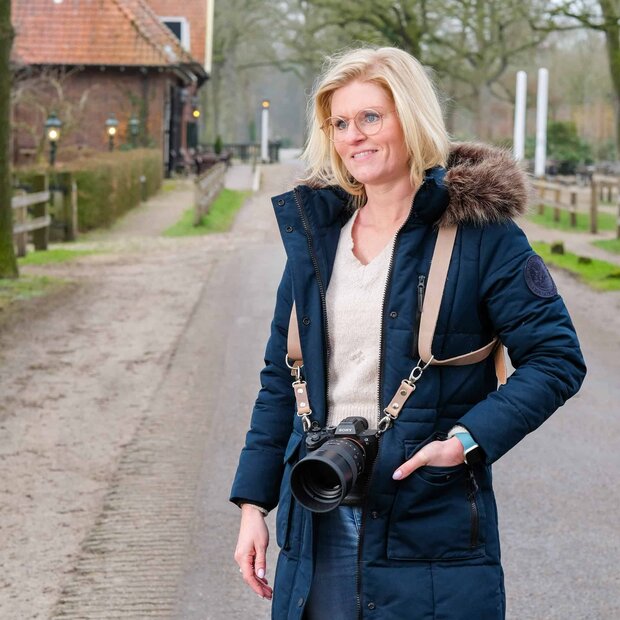 Harnas voor &eacute;&eacute;n camera - Vintage beige