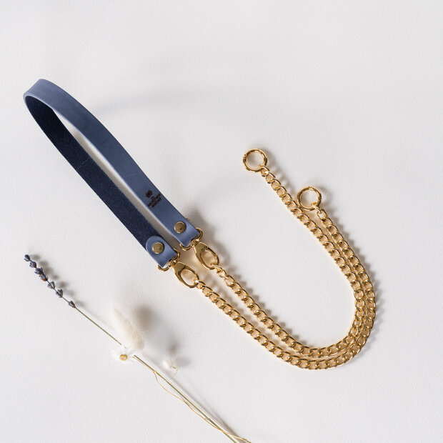 Telefoonkoord blauw goud