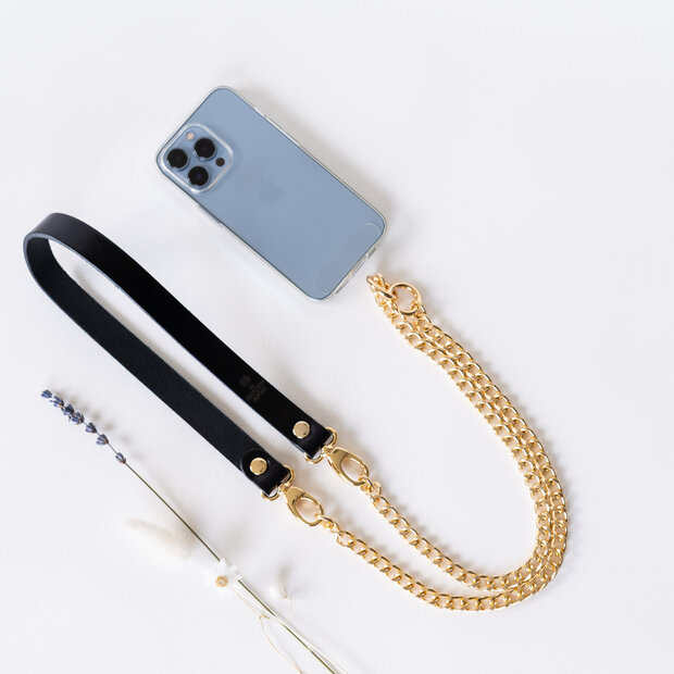 Telefoonkoord zwart - goud