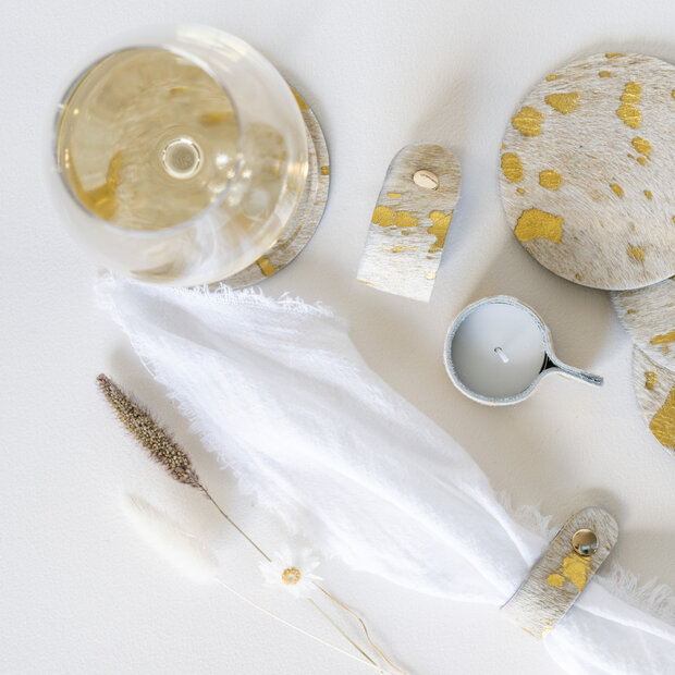 Waxinelichthouder beige - goud