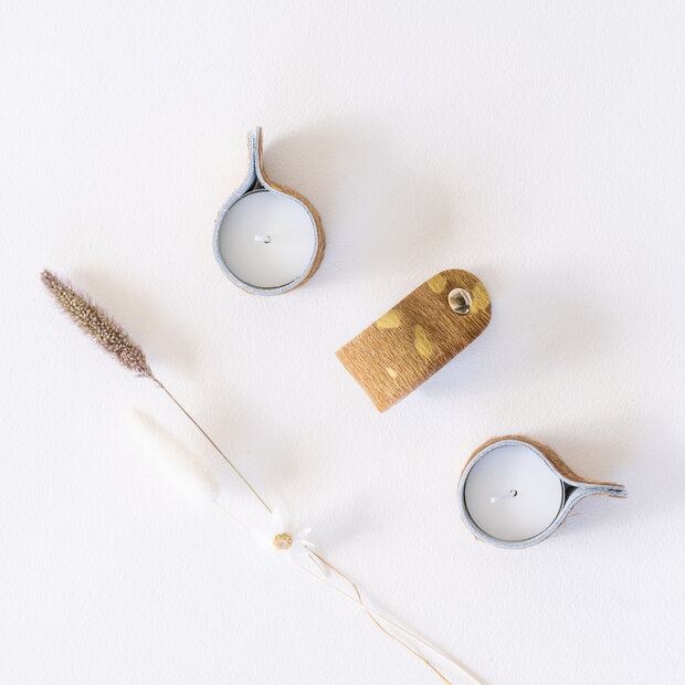 Waxinelichthouder bruin - goud