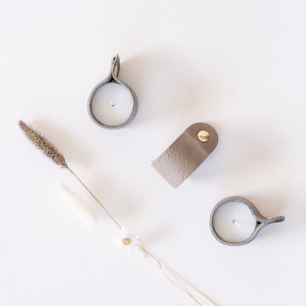 Waxinelichthouder taupe