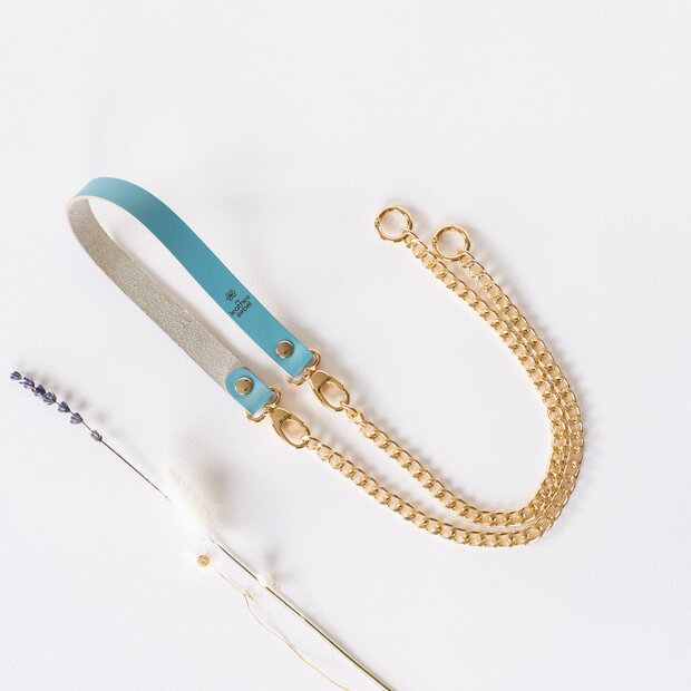 Telefoonkoord aqua goud